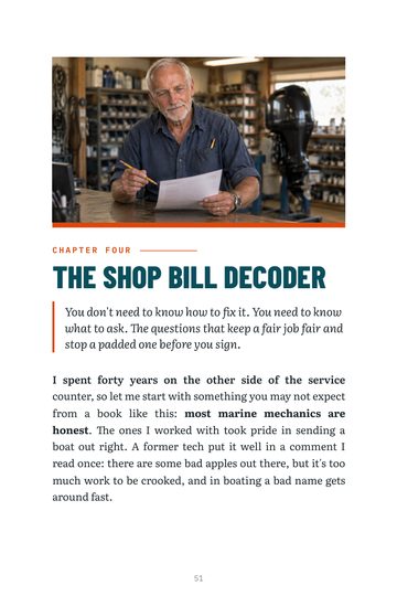 Chapter Four opening page with Hank at a service counter